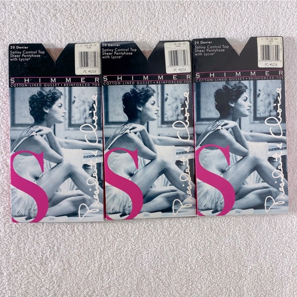 Vintage Presidents Choice Shimmer Cotton Gusset Stockings Pantyhose In Linen x3 - Picture 8 of 8
